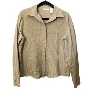 Preswick & Moore Sport button front with pintucking cotton blouse